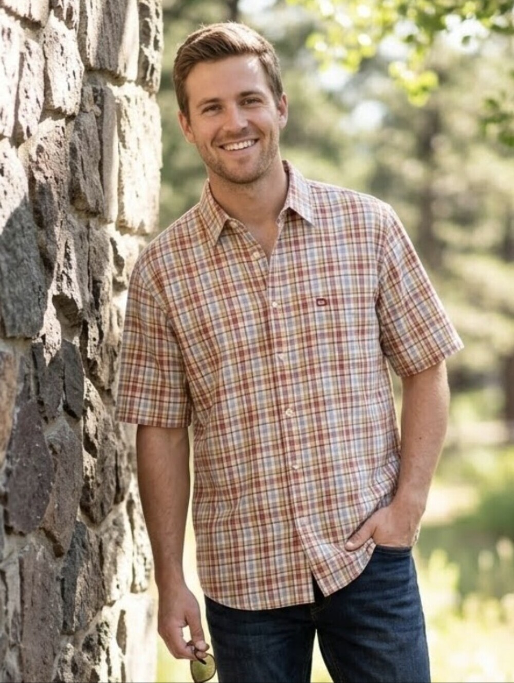 QUIKSILVER Men's Short Sleeved Button-down Shirt, Size Large